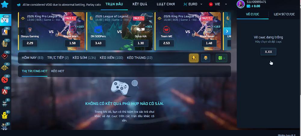 Top game nổi bật tại sảnh cá cược esports Sodo6789